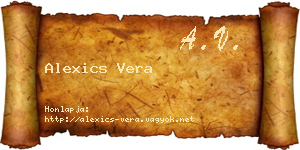 Alexics Vera névjegykártya